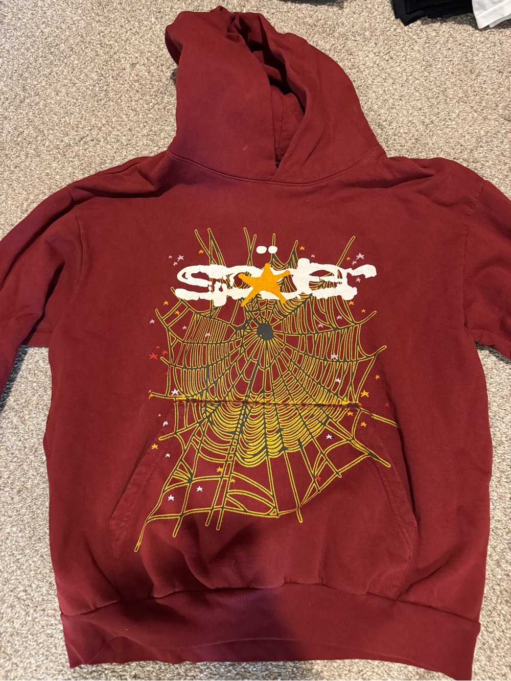 Sp5der Maroon OG Web Hoodie